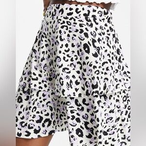 ASOS Design Tiered Mini Skirt in Animal Floral Print